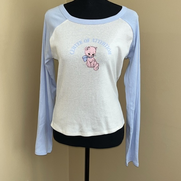 🆕 Kitten “Center of Attention” Long Sleeve Tee Juniors XL - Picture 2 of 5